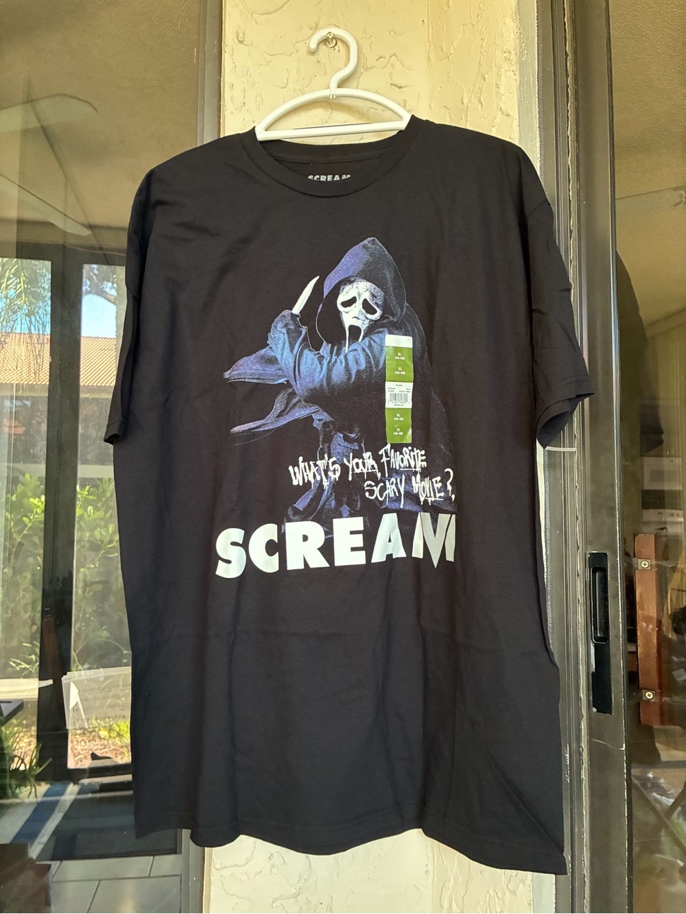 Scream Ghostface Graphic T-Shirt XL - "What's Your Favorite Scary Movie?" Black - Picture 2 of 3